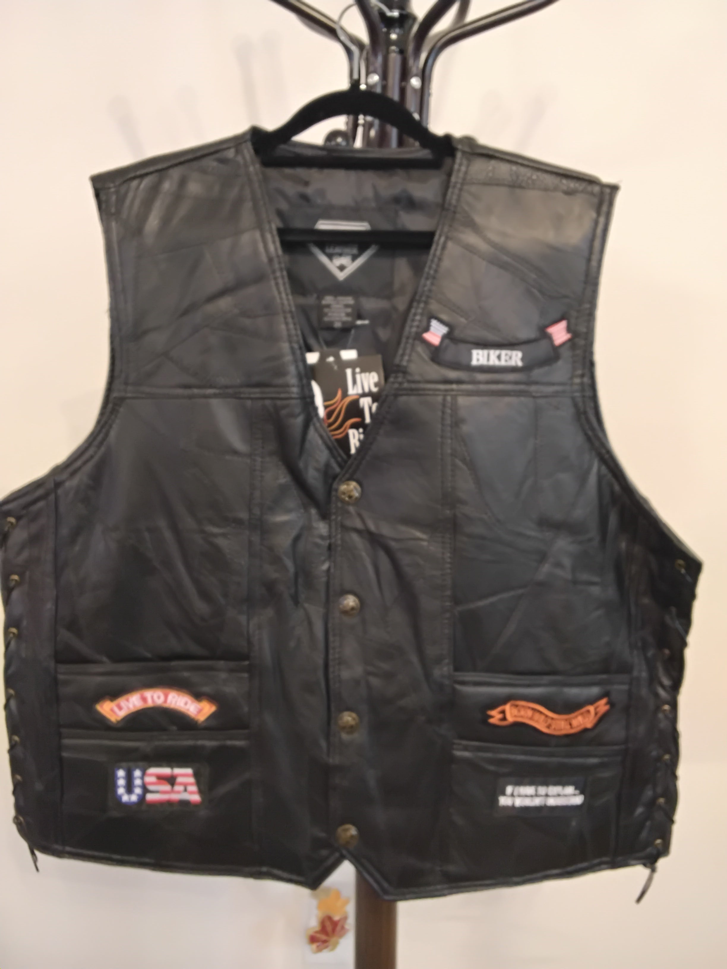 Diamond Plate Leather Vest - Live to Ride