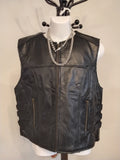 Diamond Plate Leather Vest with Straps